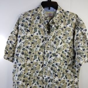 Bugle Boy Tan and Blue Anchor Print Hawaiian Camp